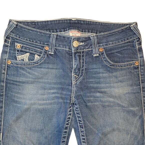 True Religion Women's Embroidered Becky Bootcut Blue Jeans 31 - Picture 2 of 16